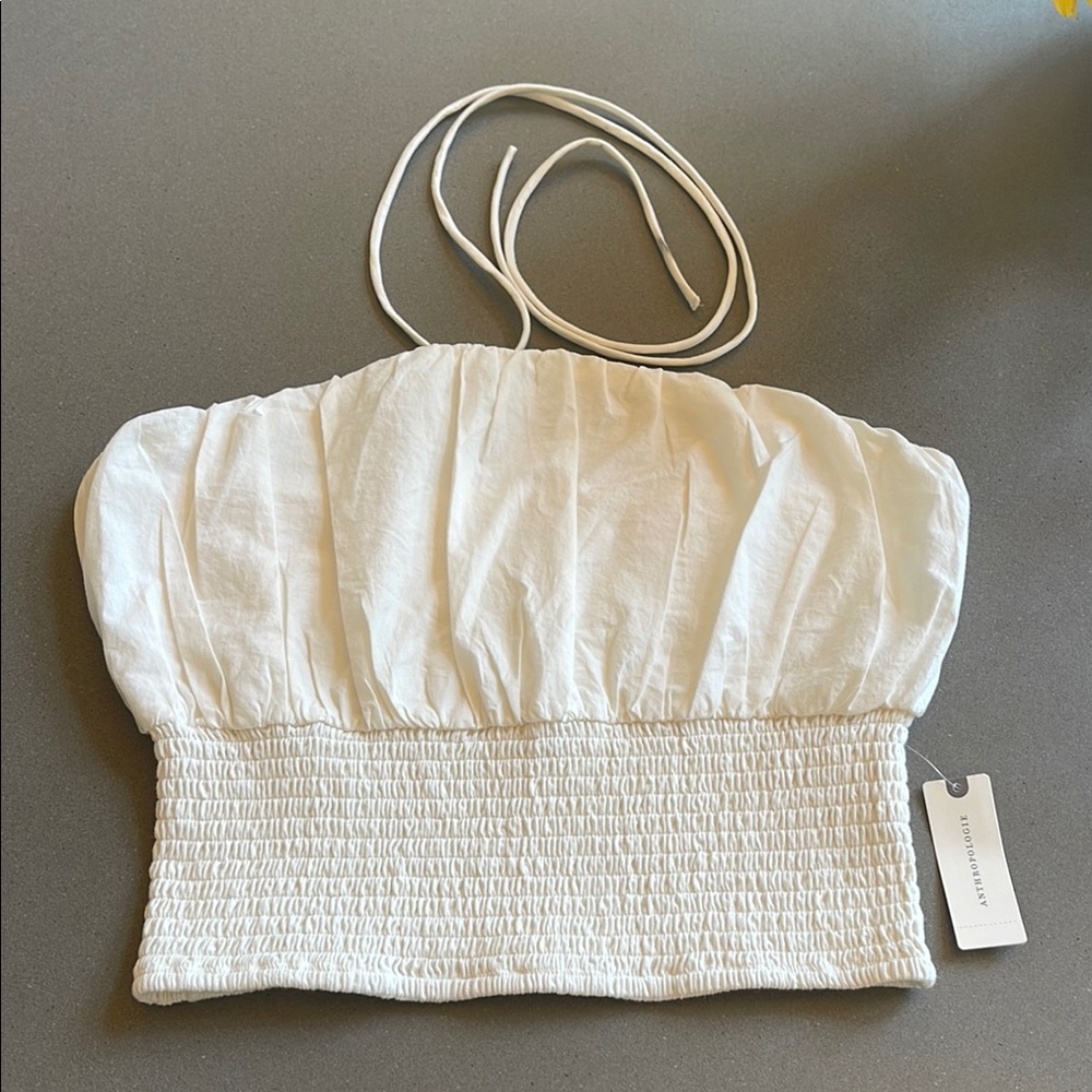 Maeve by Anthropologie White Smocked Women's Top